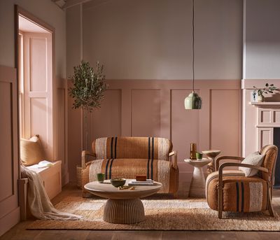 Aviator Loveseat in Striped Cotton Rug