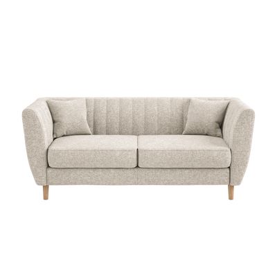 Solace+Co Remi 2 Seater Mid Century Sofa Beige Chenille