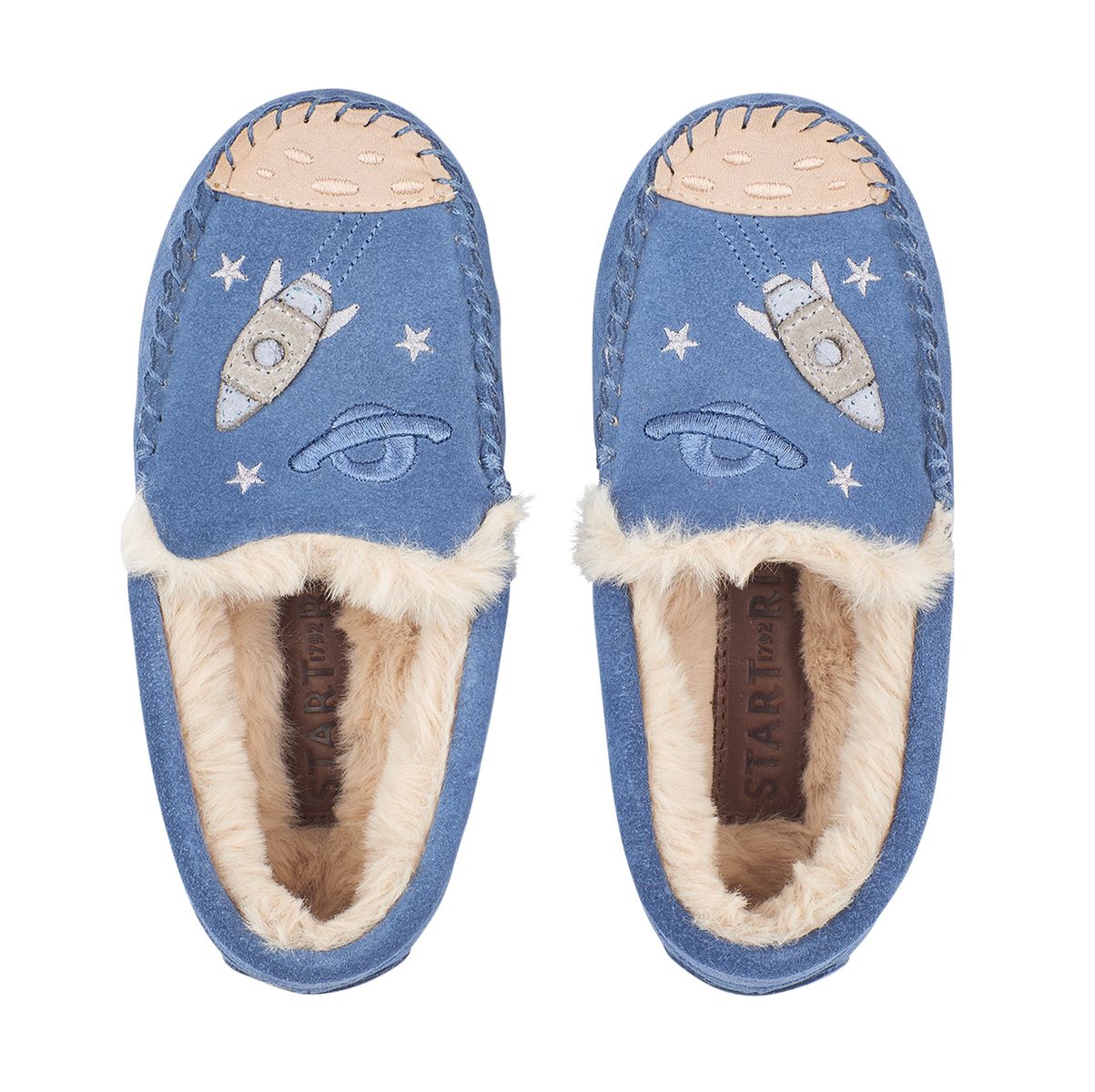 Snuggle Blue suede space slip-on slippers