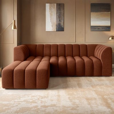 Solace+Co Halle 3 Seater Sofa with Footstool Chenille - Orange