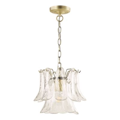 Scoop Pendant in Textured Glass and Matt Antique Brass