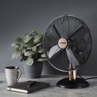 T611000B Tower Cavaletto 12 Inch Desk Fan Black and Rose Gold.jpg