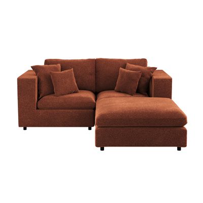 Solace+Co Asher 3 Seater with Footstool Burnt Orange Chenille