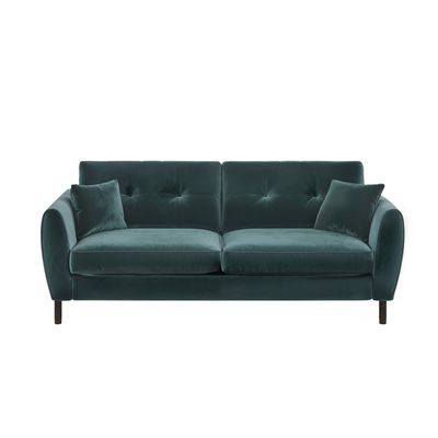 Solace+Co Ellison 3 Seater Green Velvet Sofa