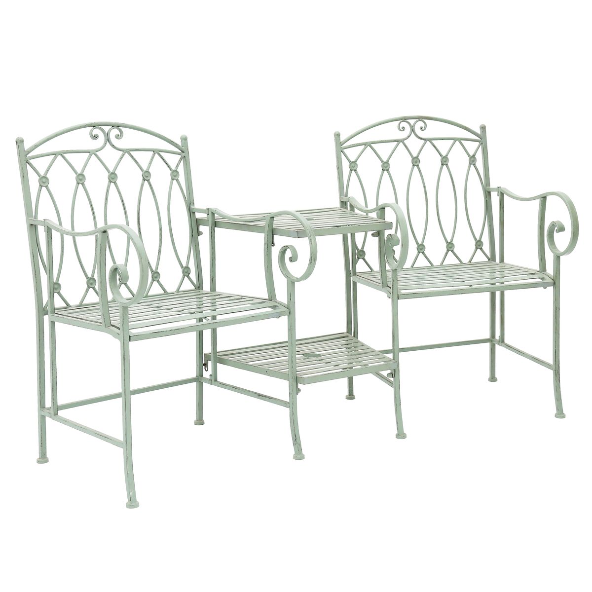 Heritage Green Decorative Rustic Metal Garden Companion Seat
