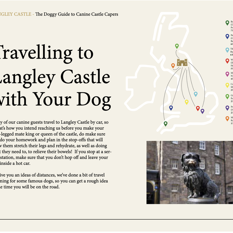 One of the pages in the Langley Castle 'Doggy Guide to Canine Castle Capers'