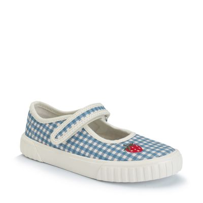 Lemonade Denim blue gingham canvas girls single bar rip-tape canvas shoes