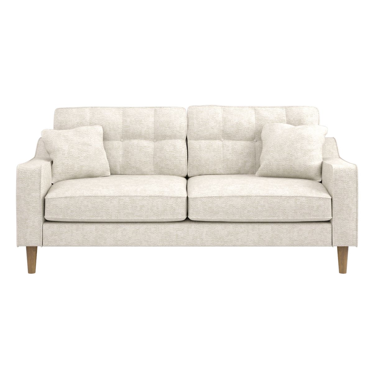 Solace+Co Jude 3 Seater Midcentury Beige Fabric Sofa
