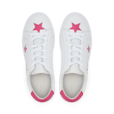 Hoxton White with Fuchsia Stars Trainers