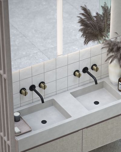 Varied Forms - Wall Mounted Basin Tap in Soft Black (Handles- Warm Brass) (1).jpg