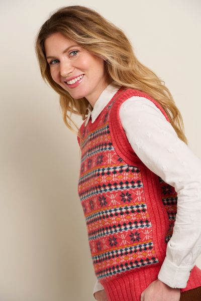 Brakeburn Pink Fairisle Knitted Vest (lifestyle) - £64.99