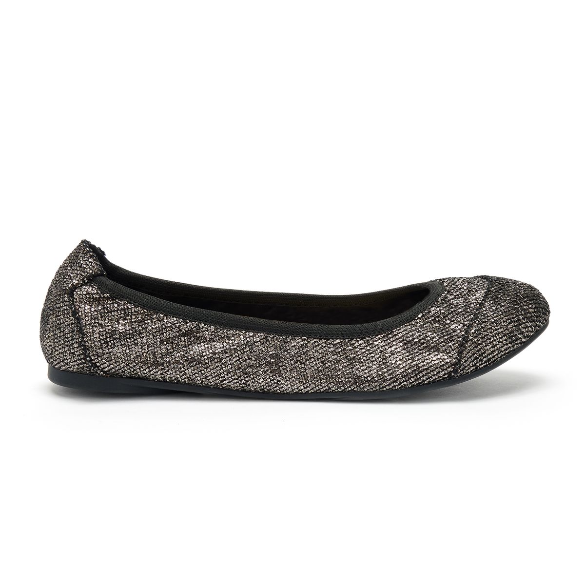 Barbican Midnight Pewter Metallic Fold Up Ballet Flats from Cocorose London