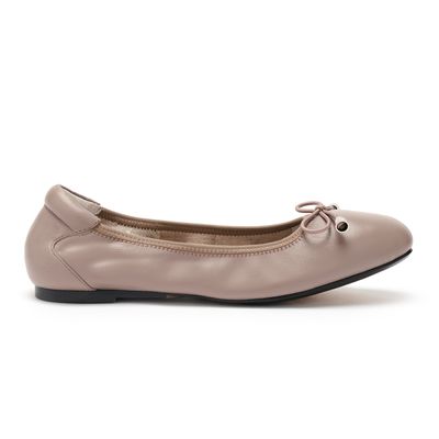 Barnes with a Bow Dusky Pink Leather Fold Up Ballet Flats from Cocorose London