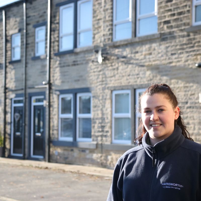 An AW Hainsworth employee outside the mill