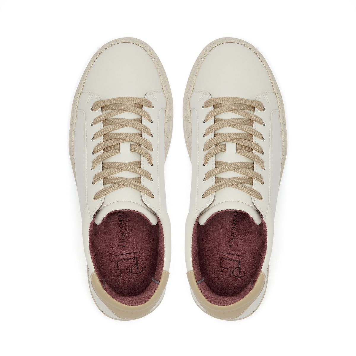 Plant-powered 'Kew' vegan trainer from Cocorose London, in white with beige heel tab