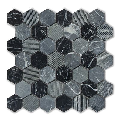 Fairmont Midnight Marble Hexagon Mosaic Tiles