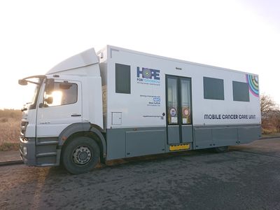 Frisbey, Hope for Tomorrow's West Suffolk mobile cancer care unit