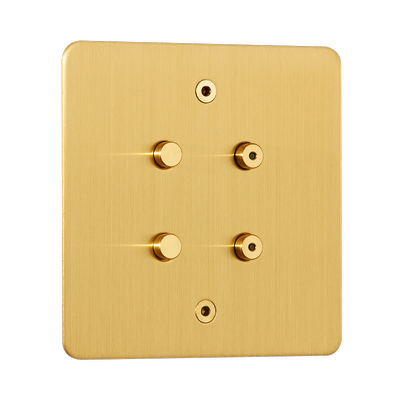 4 gang, 2 buttons with LEDs, satin brass finish
