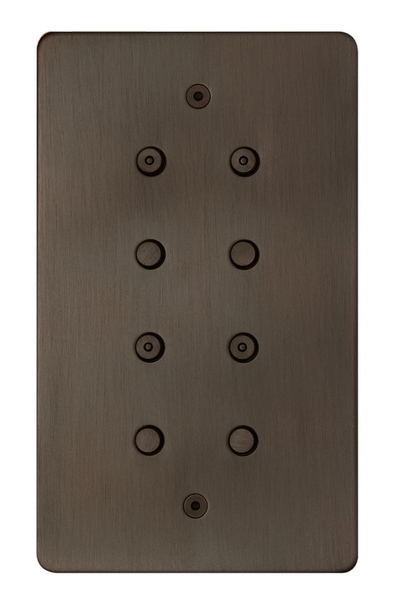 8 gang low-voltage round button vertical keypad, 4 buttons with LED, chocolate bronze finish