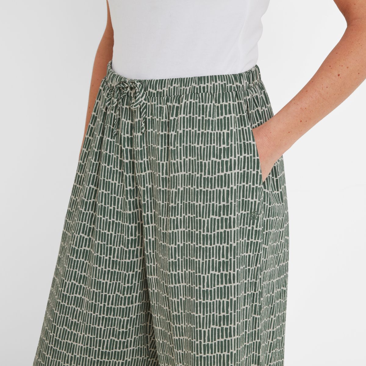 Christina Women's Trousers - Green Dash Print