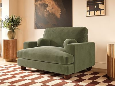 Solace+Co Addison Loveseat - Khaki Green Velvet