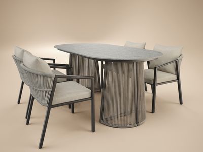 SOLACE+CO Hana Oval Garden Dining Table Grey
