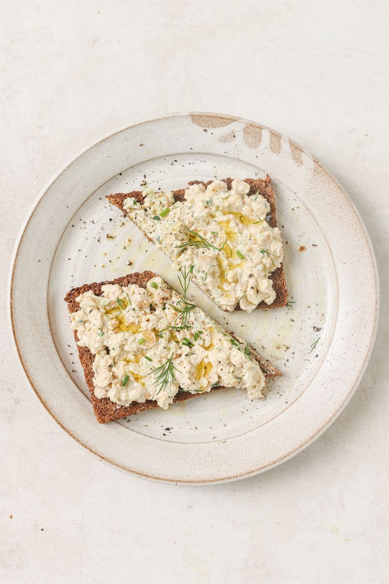 Smashed chickpea on Rye - snack time