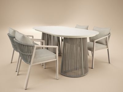 SOLACE+CO Hana Oval Garden Dining Table Beige
