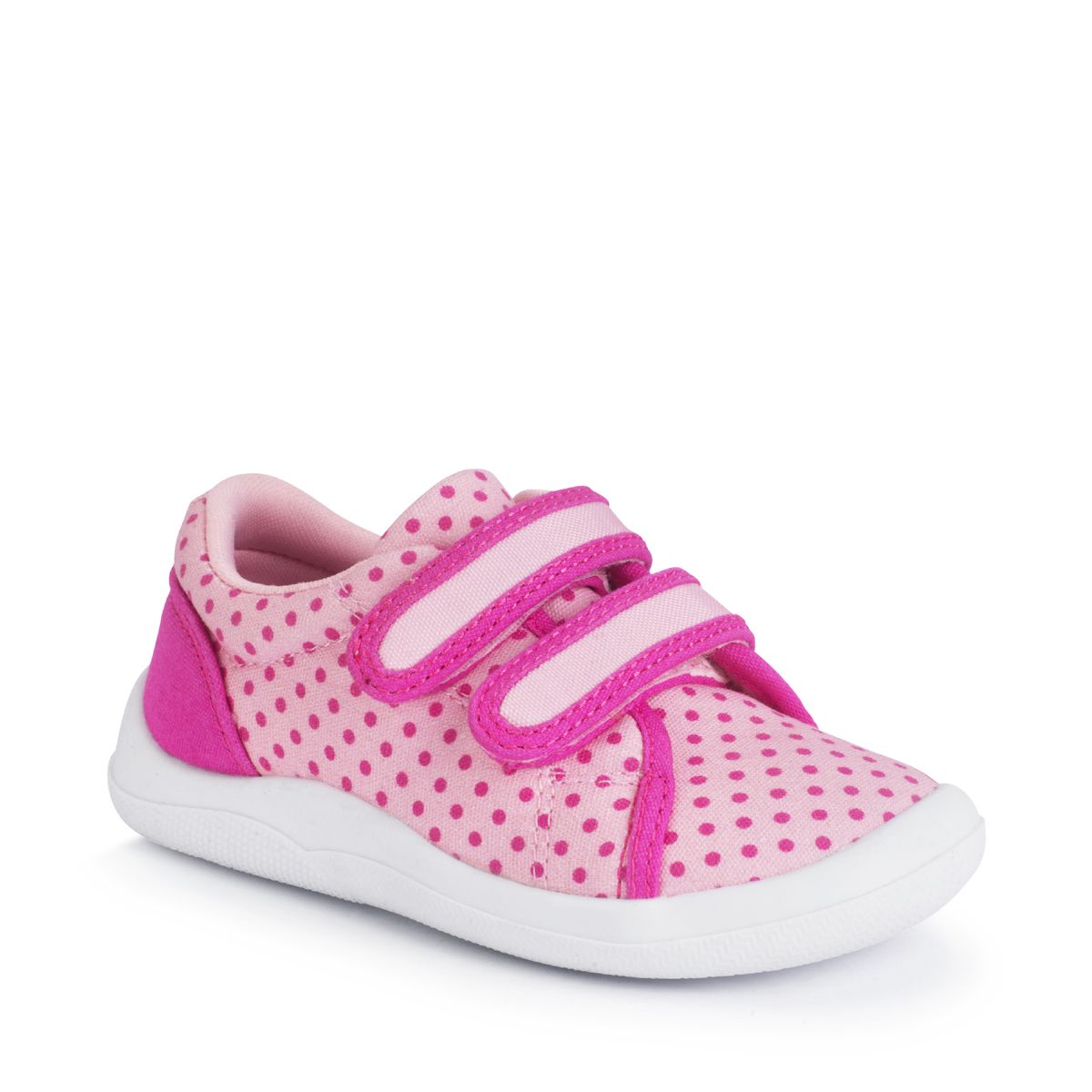 Wriggles Double bar pink polka dot girls rip-tape first walking shoes