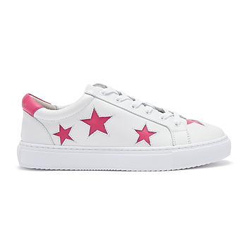 Hoxton White with Fuchsia Stars Trainers