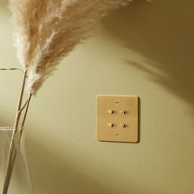 4 gang low-voltage round button keypad switch, 2 buttons with LED, satin brass