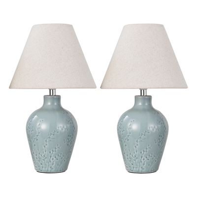 Pussywillow Twin Pack Table Lamp in Blue Ceramic