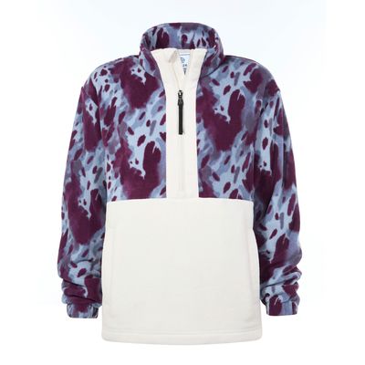 Eden Womens Fleece Zip Neck - Smokey Blue Print