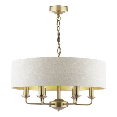 Sorrento 6 Light Shadelier in Antique Brass