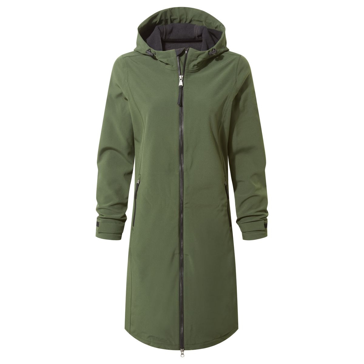Enya women's softshell long jacket - dark green