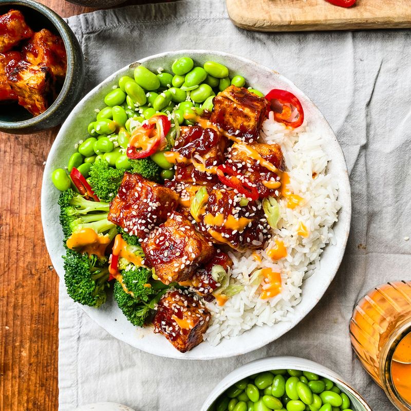 Sticky Gochujang Tofu Bowl