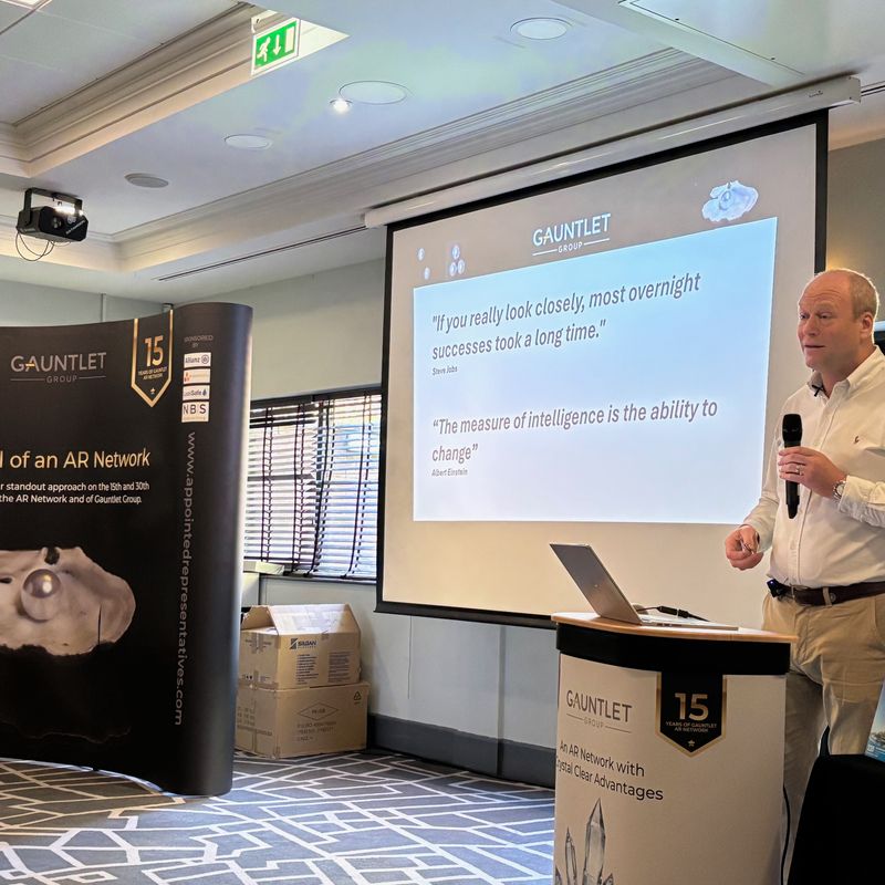 Roger Gaunt, MD of Gauntlet Group, speaking at the 2024 Gauntlet AR Network annual conference