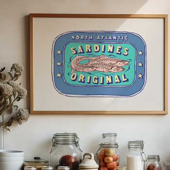 Suggested Header Beach House Art, Sardine Painting  Cornish Blue Tin of Sardine Print  Kitchen Art, £49, 8240183.jpg
