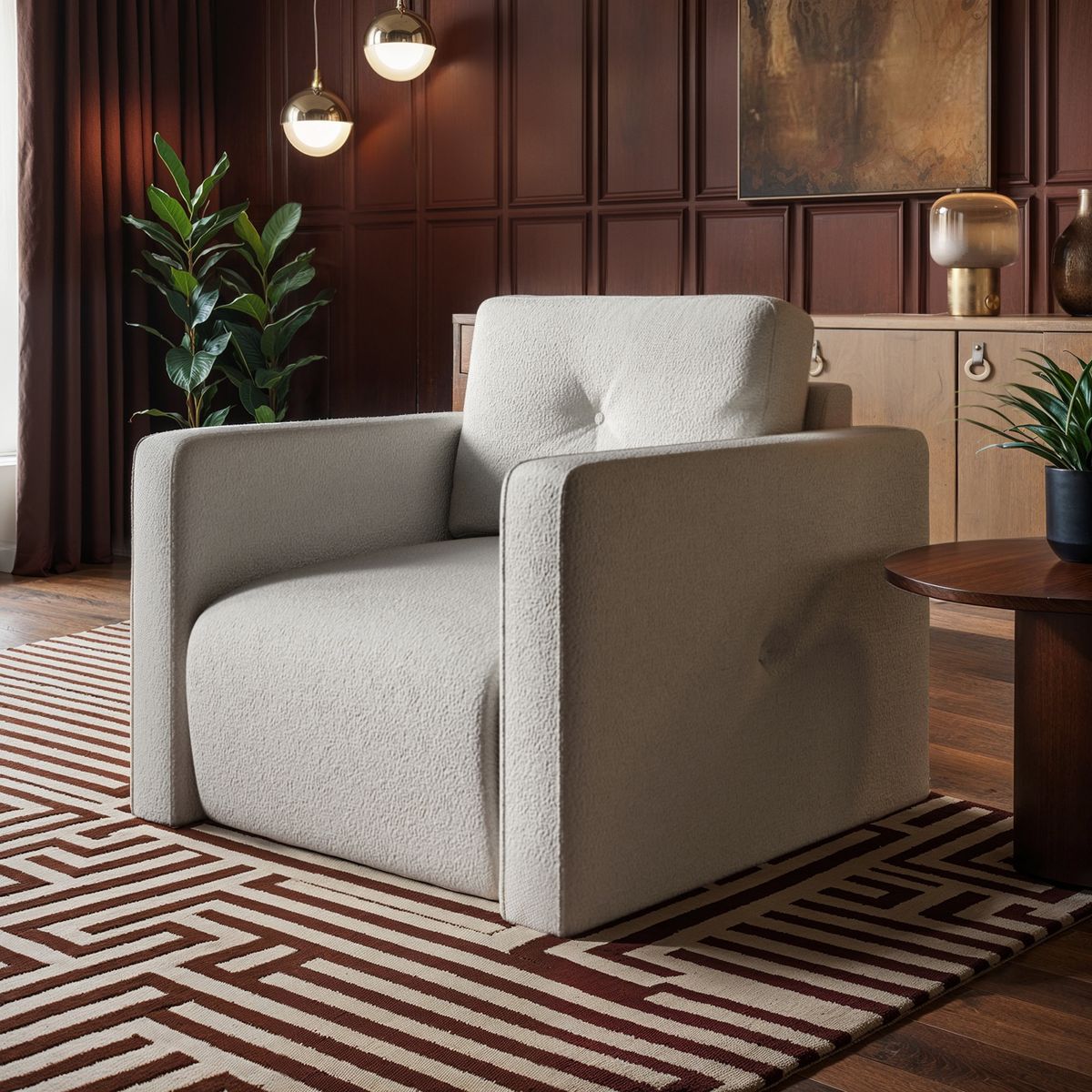 Solace+Co Wilfie Chenille Armchair - Beige