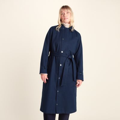 Jemima Womens Waterproof Longline Belted Trench Coat - Navy Melange