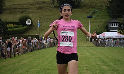 Charlotte Rawstron, winner of the Girls Under-17 fell race at Grasmere Sports 2022