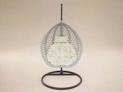 SOLACE+CO Lola Garden Swing Chair Grey Rattan