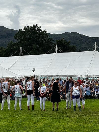 Cumberland and Westmorland wrestling costume judging at the Grasmere Lakeland Sports and Show