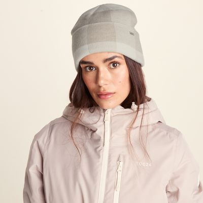 Kaz Supersoft Checked Knit Beanie - Simply Taupe Check