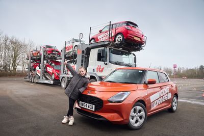 Bonnie (10) poses with new Suzuki Swift which will be used by the Young Driver scheme to teach 9-17 year olds to drive