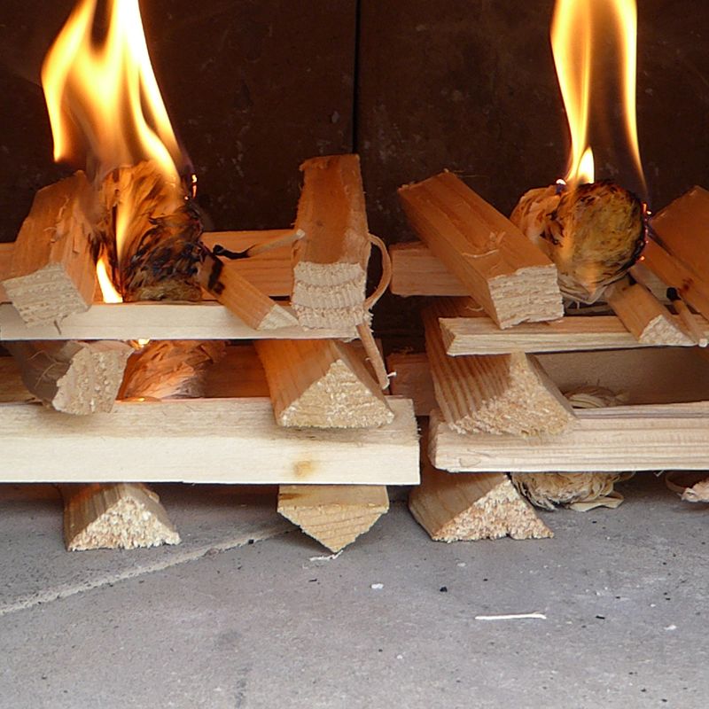 The Jenga-style arrangement of kindling that is so useful when firing up a Valoriani wood-fired oven or pizza oven.