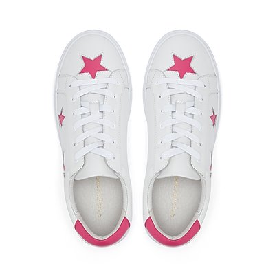 Hoxton White with Fuchsia Stars Trainers