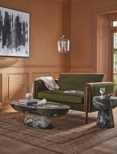 Lucy Coffee Table Green Marble Finish