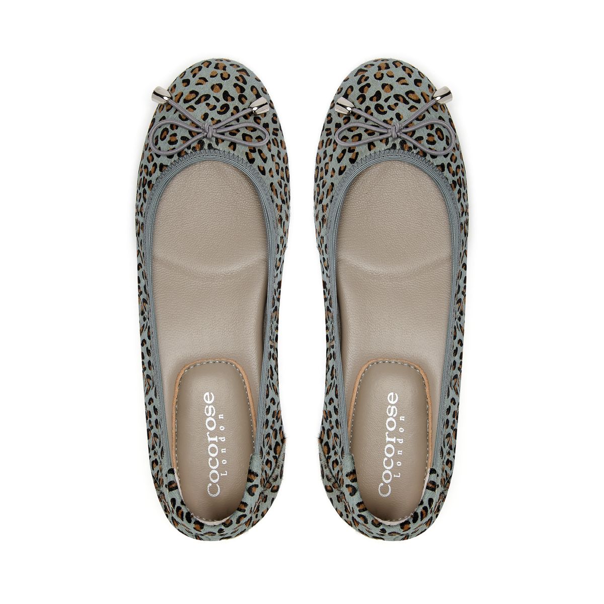 Sandringham Grey Leopard Leather Flats From Cocorose London