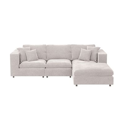 Solace+Co Asher 4 Seater with Reversible Footstool Beige Boucle